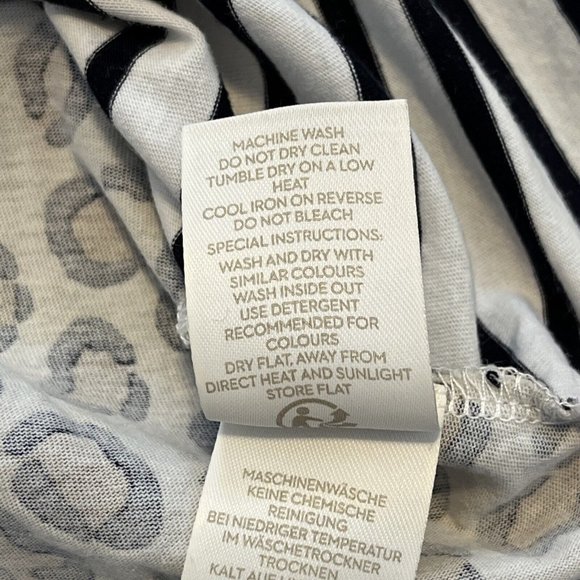 Women's Boden Benton Pocket T Shirt SZ 4 Striped Leopard Print Cotton L/S - Picture 8 of 10